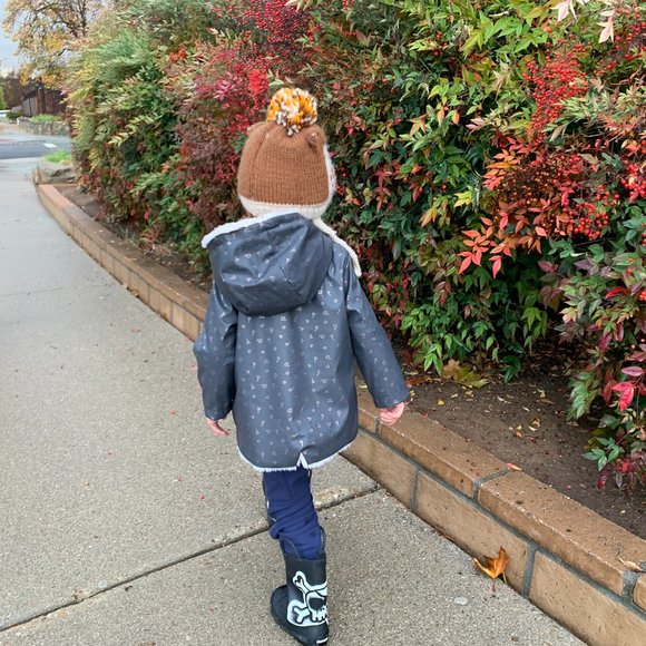 Zara Baby Rubberized Faux Fur Lined Raincoat Alphabet Letter ABC Print Navy 2 3 - Picture 4 of 16